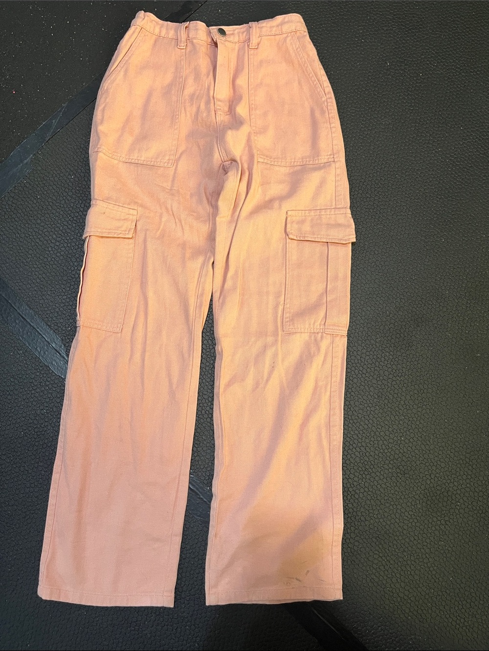 Women's Straight Leg Cargo Jeans - Peach Pink